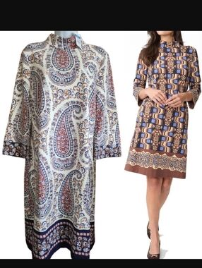 J Mclaughlin Mock-Neck Midi Dress Paisley Size L